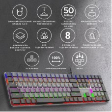 Клавіатура GamePro MK145R Red Swich Low Profile USB Dark Gray (MK145R) - Фото