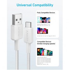 Дата кабель USB 2.0 AM to Type-C 0.9m 322 White Anker (A81H5H21/A81H5G21) - Фото