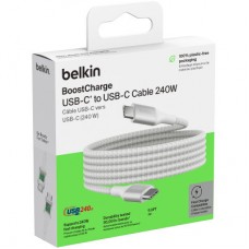 Дата кабель USB-C to USB-C 2.0m 240W white Belkin (CAB015BT2MWH) - Фото