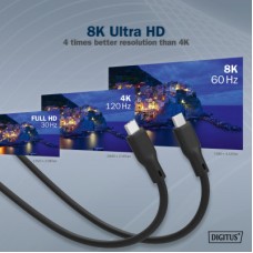 Дата кабель USB-C to USB-C 1.0m USB 4.0 Gen3 40G 240W 8K silicone black Digitus (AK-300344-010-S) - Фото