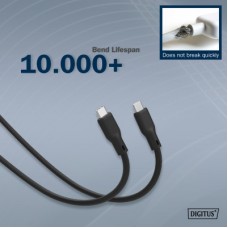 Дата кабель USB-C to USB-C 2.0m USB 4.0 Gen2 20G 240W 8K silicone black Digitus (AK-300344-020-S) - Фото
