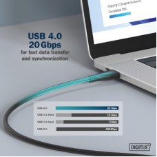 Дата кабель USB-C to USB-C 2.0m USB 4.0 Gen2 20G 240W 8K silicone black Digitus (AK-300344-020-S) - Фото