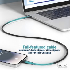 Дата кабель USB-C to USB-C 2.0m USB 4.0 Gen2 20G 240W 8K silicone black Digitus (AK-300344-020-S) - Фото