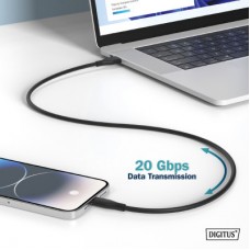 Дата кабель USB-C to USB-C 2.0m USB 4.0 Gen2 20G 240W 8K silicone black Digitus (AK-300344-020-S) - Фото