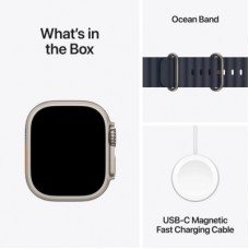 Смарт-часы Apple Watch Ultra 2 2024 GPS + Cellular 49mm Natural Titanium Case with Navy Ocean Band (MX4D3UL/A) - Фото