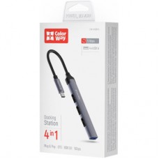 Концентратор ColorWay USB-C 4-в-1 USB2.0х3/USB3.0 (CW-HUB04) - Фото