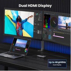 Концентратор Ugreen USB3.1 Type-C to HDMIx2 4K60Hz (8k30Hz)/USB3.0x2/Type-C/PD 100W CM498 (15852) - Фото