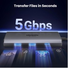 Концентратор Ugreen USB3.1 Type-C to HDMIx2 4K60Hz (8k30Hz)/USB3.0x2/Type-C/PD 100W CM498 (15852) - Фото