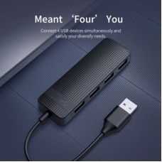 Концентратор Choetech USB 3.1 to 3xUSB 3.0+RJ45(1GB) Ethernet 4in1 (HUB-U02-BK) - Фото