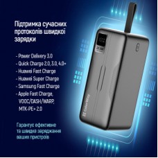 Батарея универсальная ColorWay 50 000 mAh PD/18W, QC3.0/22.5, Digital Display, Black (CW-PB500LPC5BK-PDD) - Фото