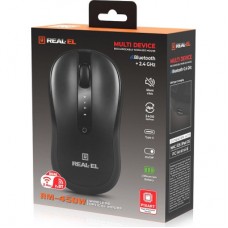 Мышка REAL-EL RM-450W Wireless/Bluetooth Black/Gray (EL123200046) - Фото