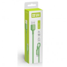 Дата кабель USB 2.0 AM to Micro 5P 1.0m soft silicone green ColorWay (CW-CBUM042-GR) - Фото