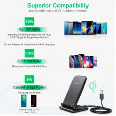 Зарядний пристрій Choetech 15W Fast Wireless Charging Stand 2coils black (T555-F-BK) - Фото
