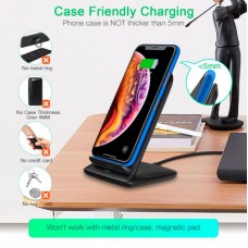 Зарядний пристрій Choetech 15W Fast Wireless Charging Stand 2coils black (T555-F-BK) - Фото