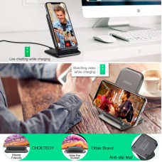 Зарядний пристрій Choetech 15W Fast Wireless Charging Stand 2coils black (T555-F-BK) - Фото
