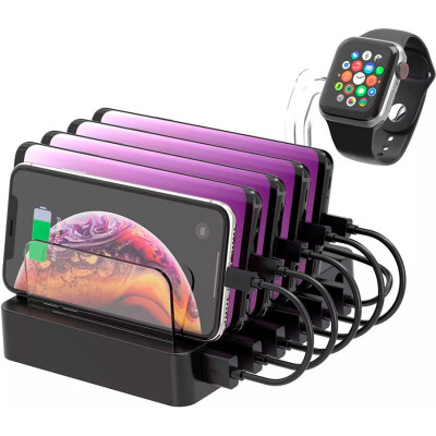 Зарядний пристрій Choetech 6xUSB 68 W Charing Station (6xUSB-A) 2xMicroUSB 2xLighting 2xUCB-C (Q3008-EU-BK)