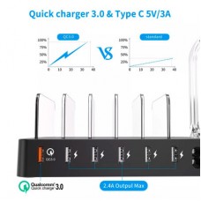 Зарядний пристрій Choetech 6xUSB 68 W Charing Station (6xUSB-A) 2xMicroUSB 2xLighting 2xUCB-C (Q3008-EU-BK) - Фото