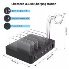 Зарядний пристрій Choetech 6xUSB 68 W Charing Station (6xUSB-A) 2xMicroUSB 2xLighting 2xUCB-C (Q3008-EU-BK) - Фото