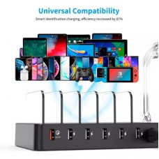 Зарядний пристрій Choetech 6xUSB 68 W Charing Station (6xUSB-A) 2xMicroUSB 2xLighting 2xUCB-C (Q3008-EU-BK) - Фото