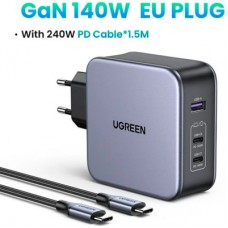 Зарядний пристрій Ugreen 3xUSB 140 W (2xUSB-C+USB-A) Gan CD289 with C to Cable 1.5m (90549) - Фото