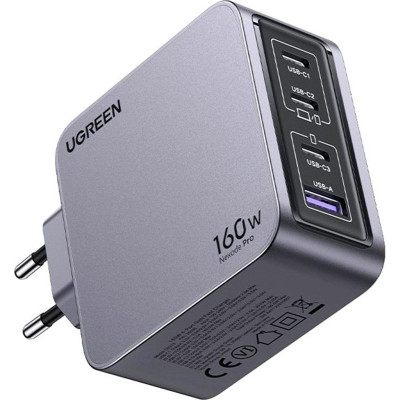 Зарядний пристрій Ugreen 4xUSB 160 W (3xUSB-C + USB-A) Gan Nexode Pro X763 (25877)