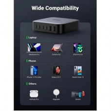 Зарядний пристрій Ugreen 6xUSB 200 W (4xUSB-C+2xUSB-A) Gan CD271 (40914) - Фото