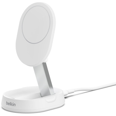 Зарядний пристрій Belkin 15W Magnetic Stand Qi2 20 W adapter USB-C white (WIA008VFWH)