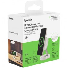 Зарядний пристрій Belkin 15W Magnetic Stand Qi2 20 W adapter USB-C white (WIA008VFWH) - Фото
