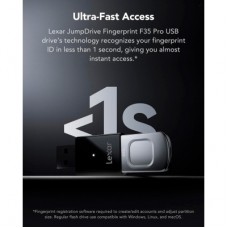 USB-флеш накопичувач Lexar 64 GB JumpDrive Fingerprint F35 Pro USB 3.2 (LJDF35P064G-RNBNG) USB-флеш накопичувач Lexar 64 GB JumpDrive Fingerprint F35 Pro USB 3.2 (LJDF35P064G-RNBNG) - Фото