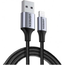 Дата кабель USB 2.0 AM to Lightning 2.0m US199 2.4A Black Ugreen (60158) - Фото