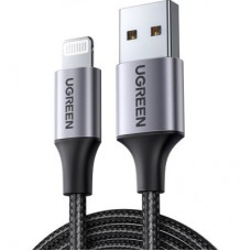 Дата кабель USB 2.0 AM to Lightning 2.0m US199 2.4A Black Ugreen (60158) - Фото