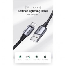 Дата кабель USB 2.0 AM to Lightning 2.0m US199 2.4A Black Ugreen (60158) - Фото