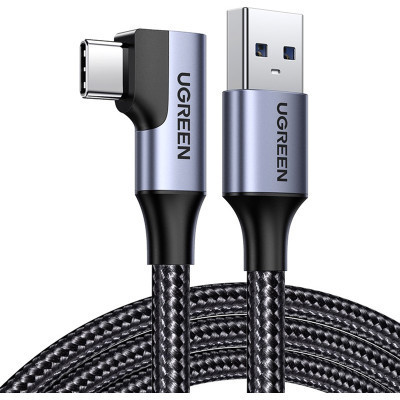 Дата кабель USB 3.0 AM to Type-C 1.0m 60W US385 90-degree Black Ugreen (20299)