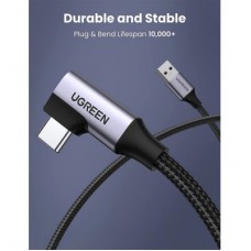 Дата кабель USB 3.0 AM to Type-C 1.0m 60W US385 90-degree Black Ugreen (20299) - Фото