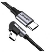 Дата кабель USB-C to USB-C 1.0m US255 Angled 3A (Gray\Black) Ugreen (50123) - Фото