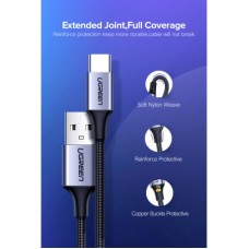 Дата кабель USB 2.0 AM to Type-C 3.0m 3.0A 18W US288 Space Gray Ugreen (60408) - Фото