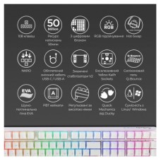 Клавиатура Ducky One 3 Cherry MX Blue RGB UA USB White (DKON2108ST-CUAPXPWWWSC1) - Фото