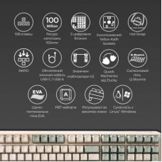 Клавиатура Ducky One 3 Cherry MX Red UA USB Cream (DKON2108-RUAPXМAEGGC1) - Фото