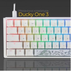 Клавіатура Ducky One 3 Mini Cherry MX Brown RGB UA USB White (DKON2161ST-BUAPXPWWWSC1) - Фото