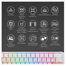Клавиатура Ducky One 3 Mini Cherry MX Silent Red RGB UA USB White (DKON2161ST-SUAPXPWWWSC1) - Фото