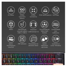 Клавиатура Ducky One 3 Mini Cherry MX Speed Silver RGB UA USB Black (DKON2161ST-PUAPXCLAWSC1) - Фото