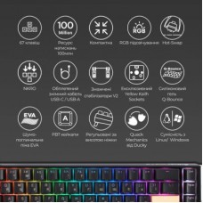 Клавіатура Ducky One 3 SF Cherry MX Brown RGB UA USB Black (DKON2167ST-BUAPXCLAWSC1) - Фото