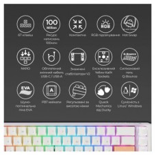 Клавіатура Ducky One 3 SF Cherry MX Brown RGB UA USB White (DKON2167ST-BUAPXPWWWSC1) - Фото