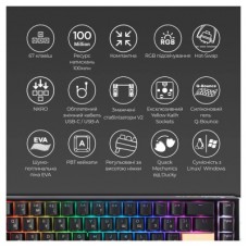 Клавіатура Ducky One 3 SF Cherry MX Red RGB UA USB Black (DKON2167ST-RUAPXCLAWSC1) - Фото
