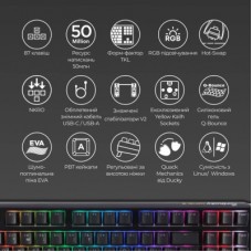 Клавиатура Ducky One 3 TKL Cherry MX Blue RGB UA USB Black (DKON2187ST-CUAPXCLAWSC1) - Фото