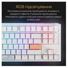 Клавіатура Ducky One 3 TKL Cherry MX Brown RGB UA USB White (DKON2187ST-BUAPXPWWWSC1) - Фото
