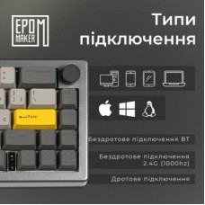Клавиатура Epomaker EK68 65 Flamingo Switch Hot-Swap RGB Wireless/Bluetooth/USB UA Black (EK68-B-F) - Фото