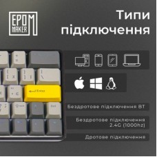 Клавіатура Epomaker EP64 60 Mulan Switch Hot-Swap RGB Wireless/Bluetooth/USB UA Black (EP64-B-M) - Фото