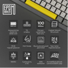 Клавиатура Epomaker Shadow-X 70 Flamingo Switch Hot-Swap LCD Screen RGB Wireless/Bluetooth/USB UA Black - Фото