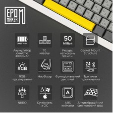 Клавиатура Epomaker Shadow-X 70 Mulan Switch Hot-Swap LCD Screen RGB Wireless/Bluetooth/USB UA White (SHX-W-M) - Фото
